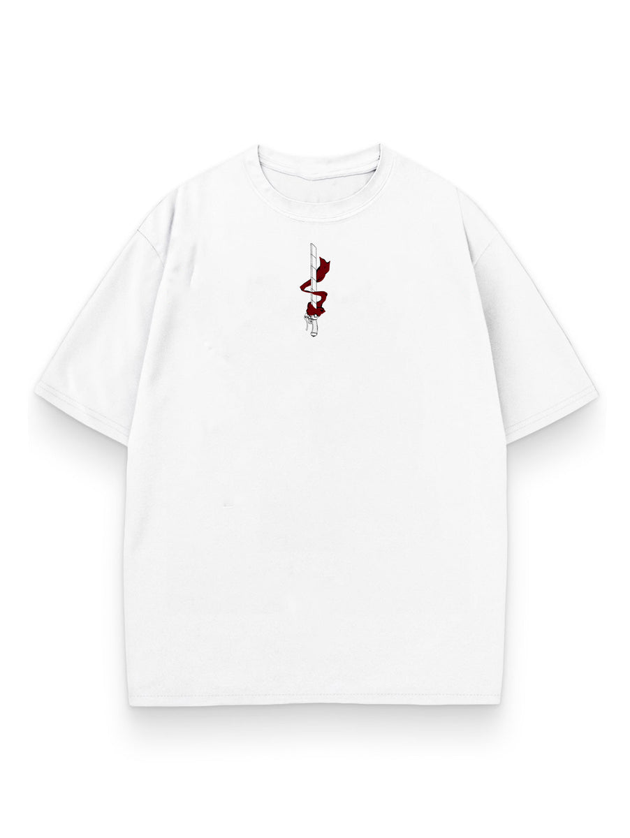 CRIMSON SCARF 2-SIDED OVERSIZE TEE – Hokuro