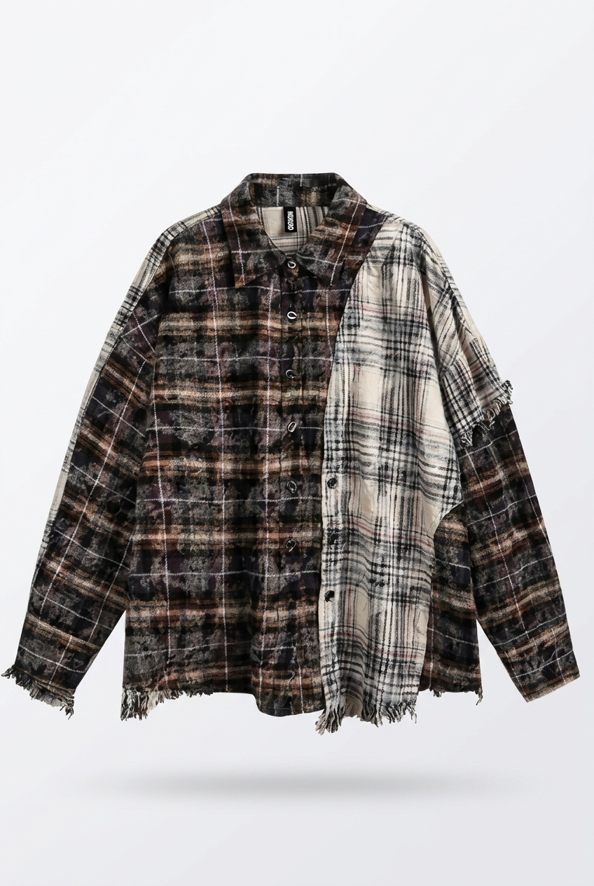 BROKEN PATTERN OVERSIZE FLANNEL SHIRT