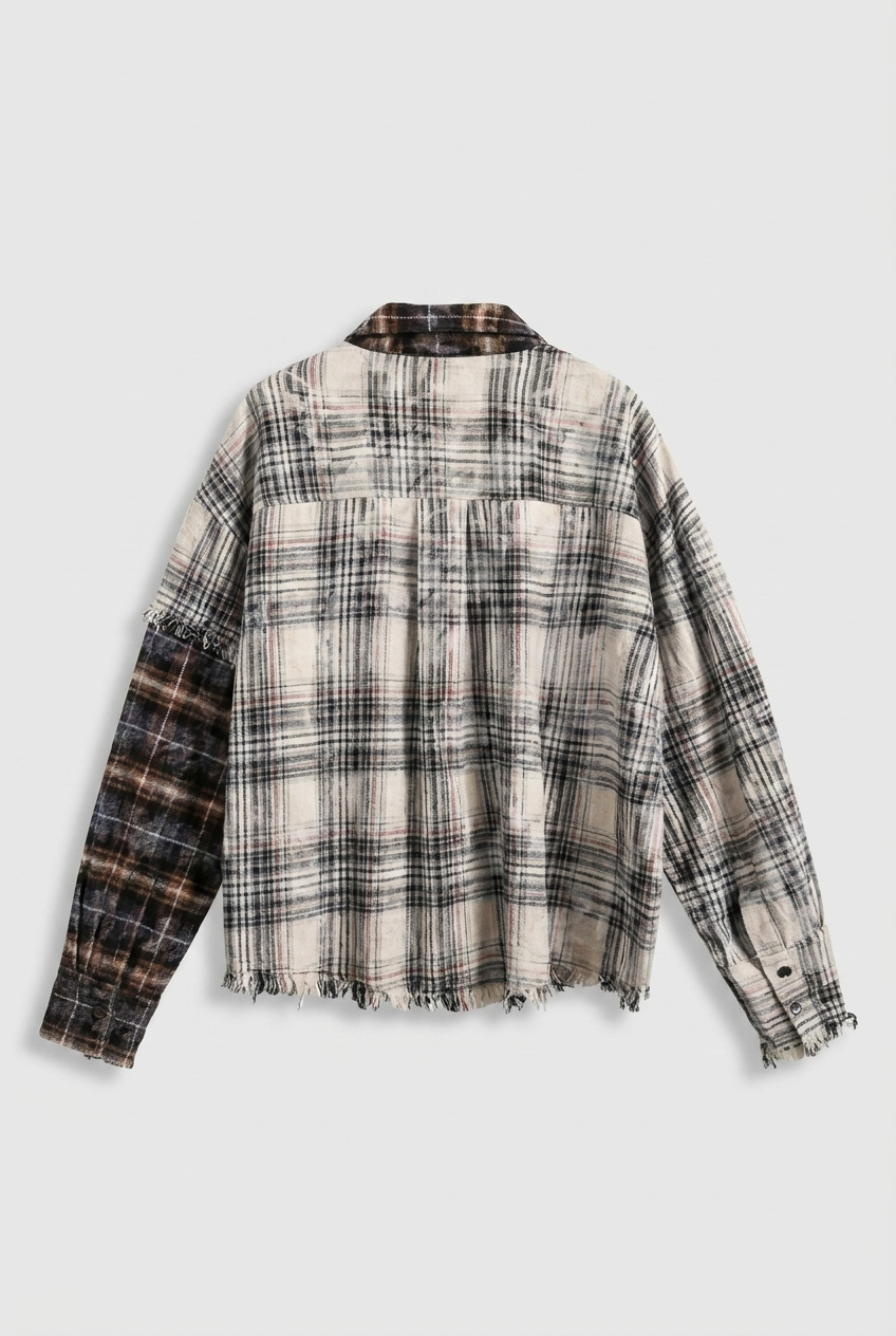BROKEN PATTERN OVERSIZE FLANNEL SHIRT