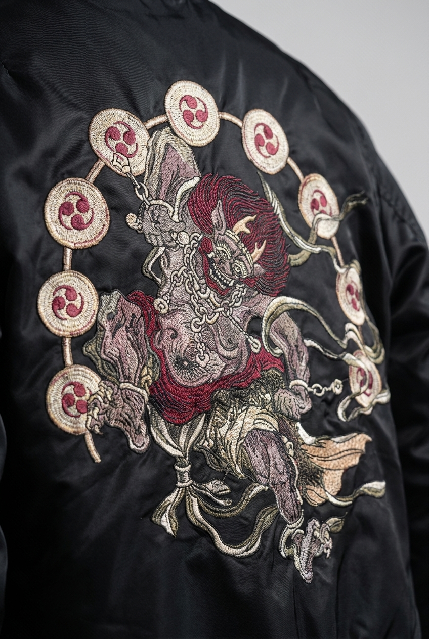 RAIJIN STORM EMBROIDERED BOMBER JACKET