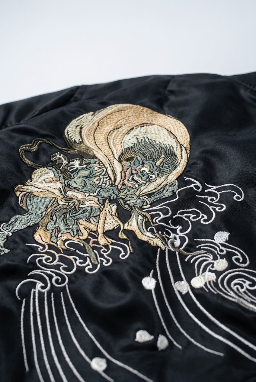 RAIJIN STORM EMBROIDERED BOMBER JACKET
