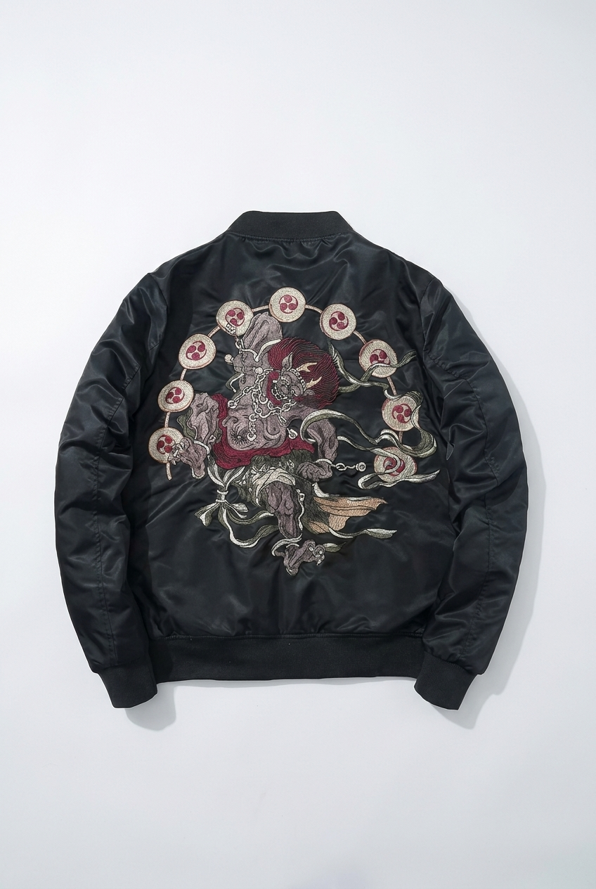 RAIJIN STORM EMBROIDERED BOMBER JACKET