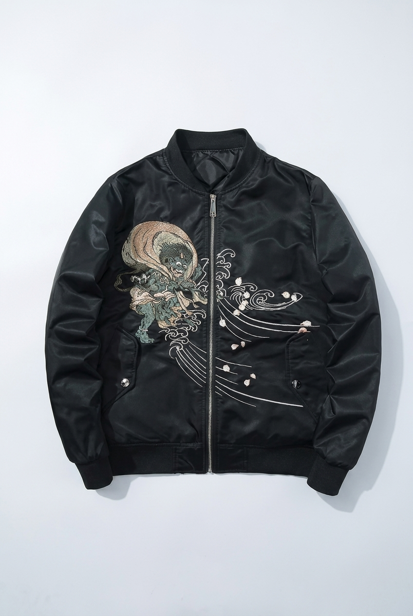 RAIJIN STORM EMBROIDERED BOMBER JACKET