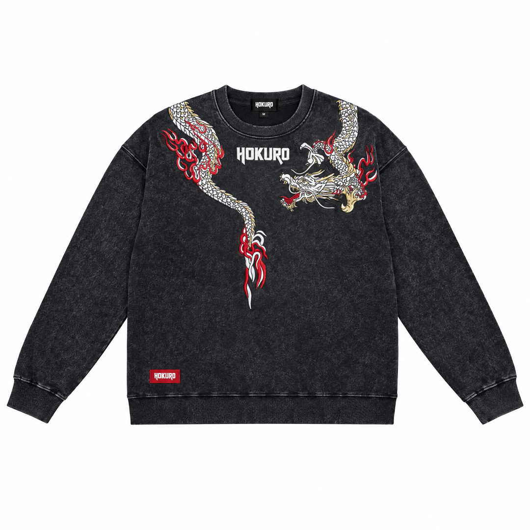 Twin Dragon Embroidered Sweatshirt - front