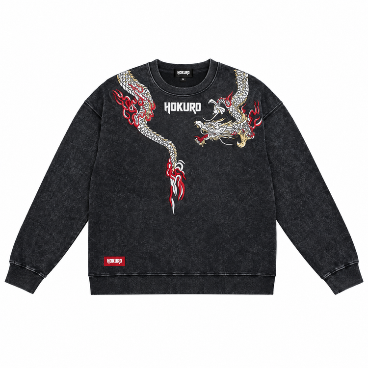 Twin Dragon Embroidered Sweatshirt - front