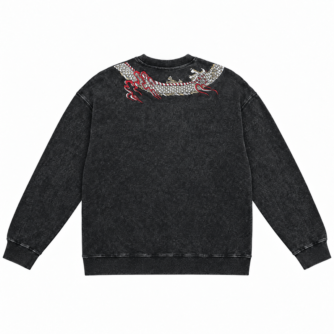 Twin Dragon Embroidered Sweatshirt - back