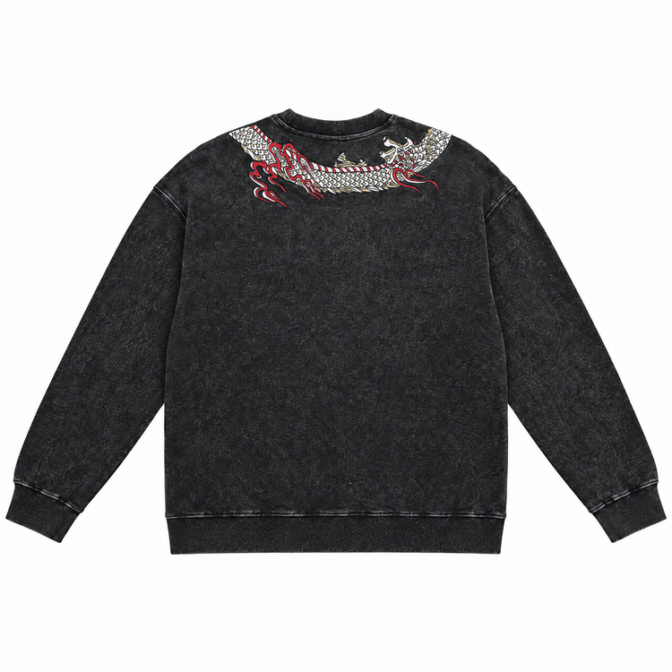 Twin Dragon Embroidered Sweatshirt - back