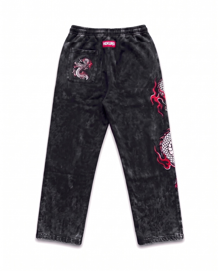 HOKURO dragon embroidered sweatpants, back