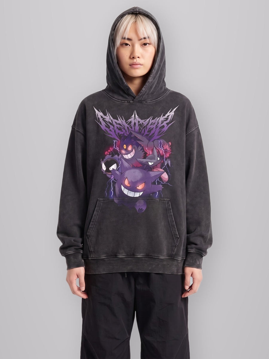 Ghost/Poison Type Vintage Hoodie worn by model