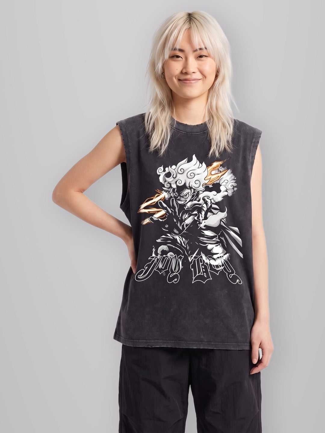 Sun God Vintage Washed Tank Top worn by model