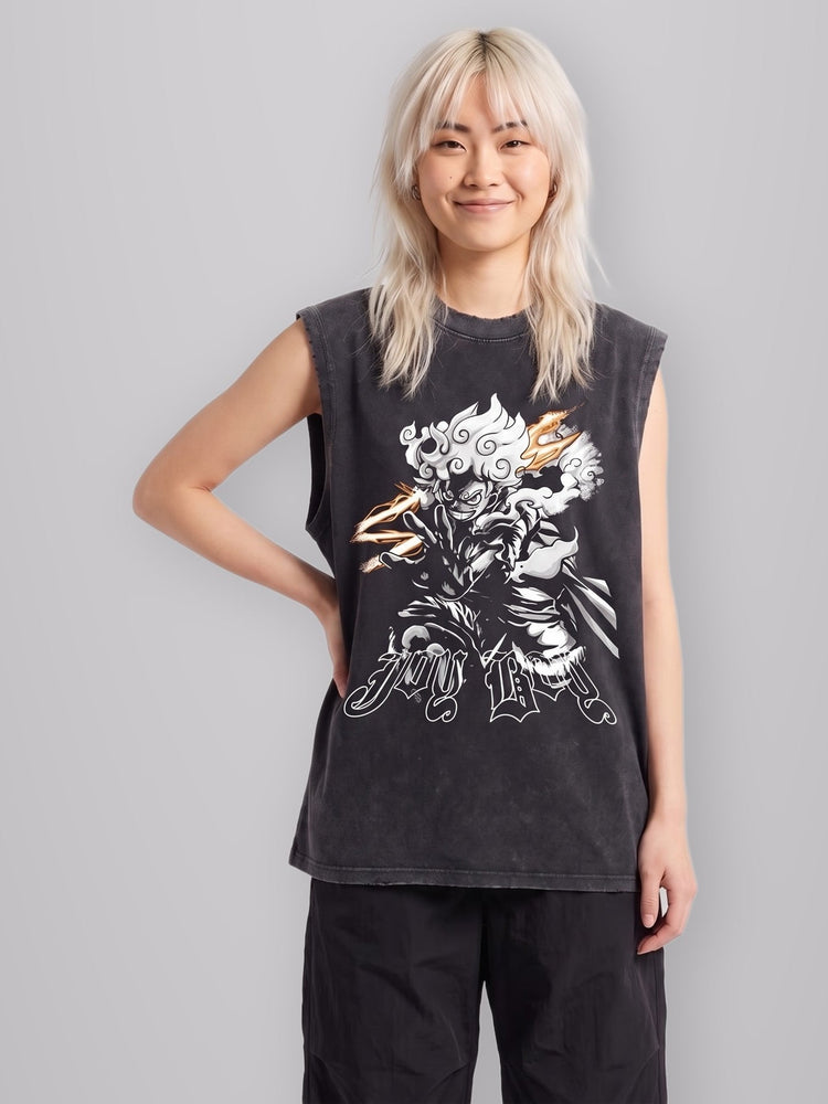 Sun God Vintage Washed Tank Top worn by model