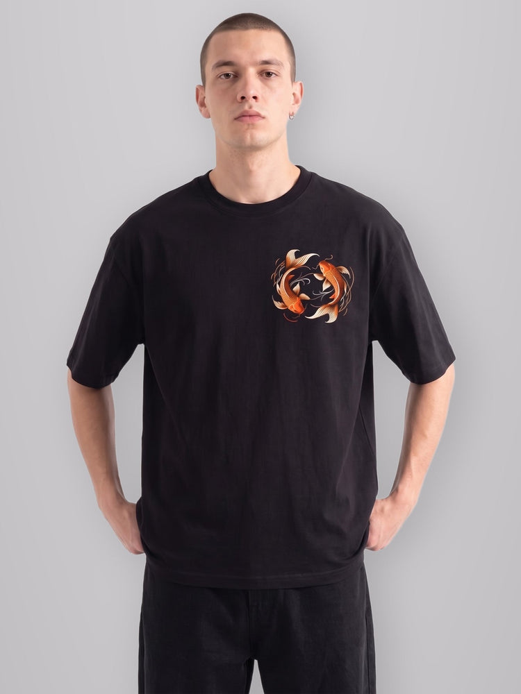 Koi Fish Oversize Tee worn by model