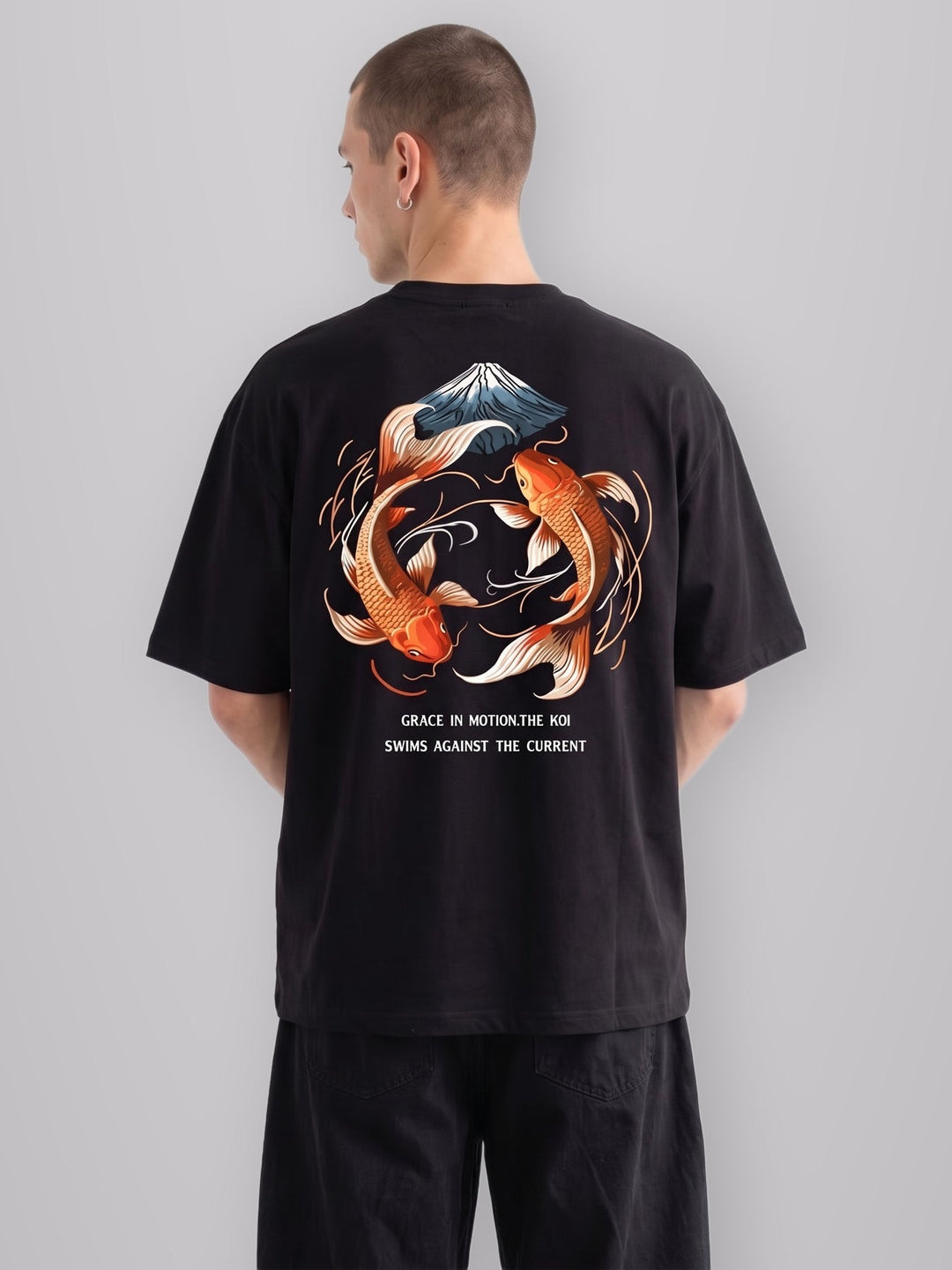 Koi Fish Oversize Tee worn by model