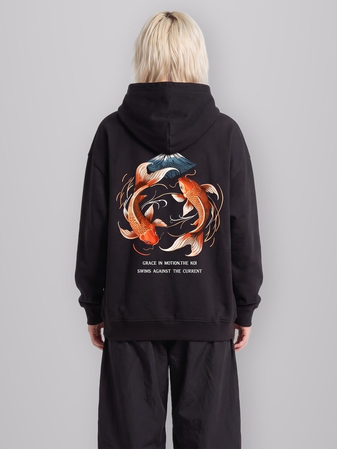 Koi Fish Hoodie worn by model