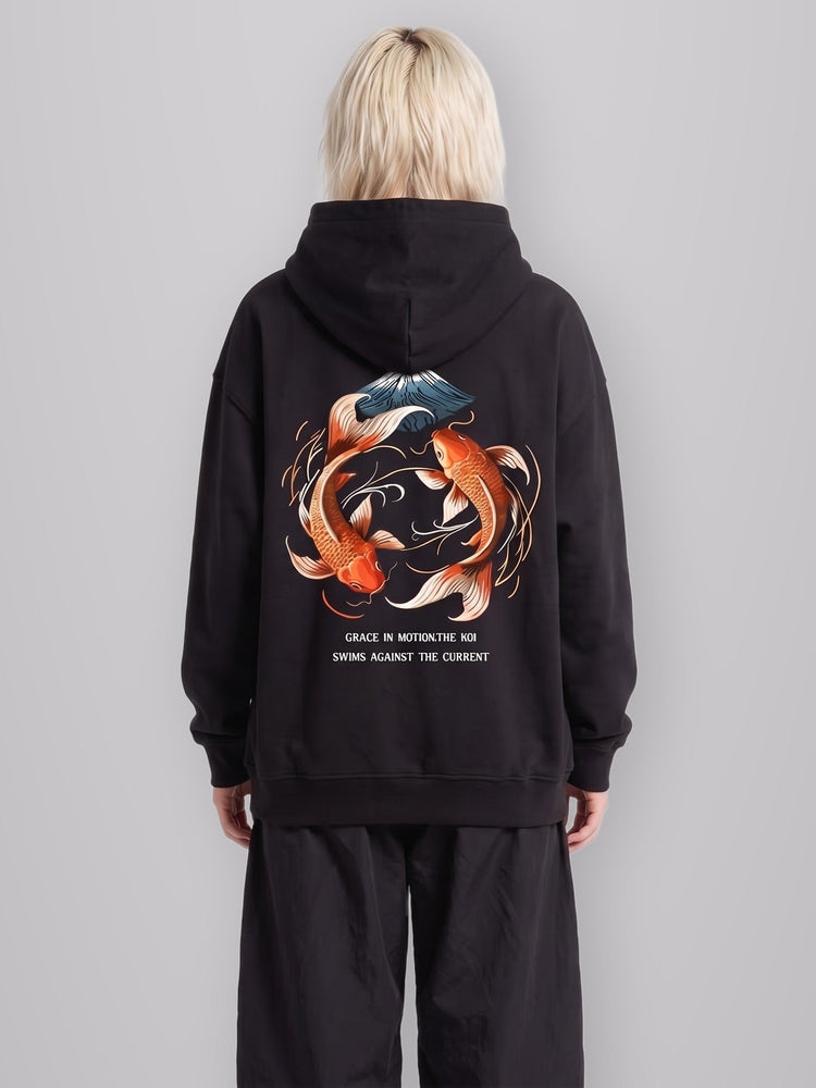 Koi Fish Hoodie worn by model