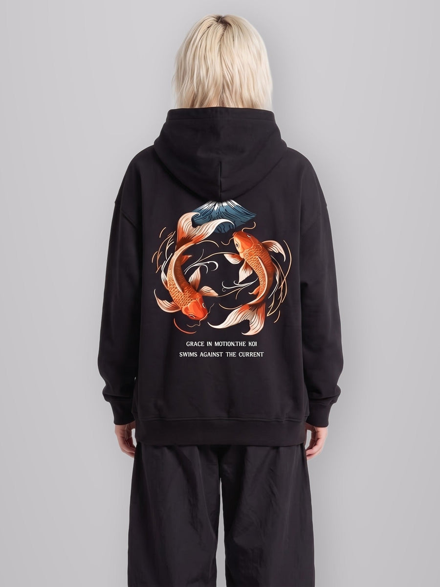 Koi Fish Hoodie worn by model