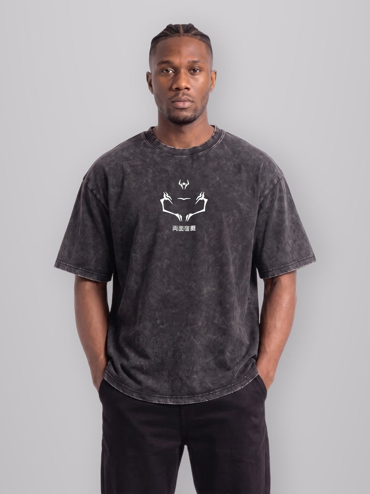 King Cursed 2-Sided Vintage Tee worn by model