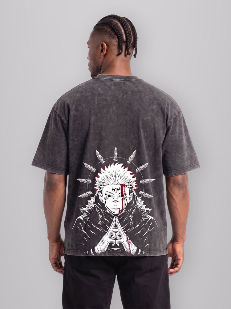 King Cursed 2-Sided Vintage Tee worn by model