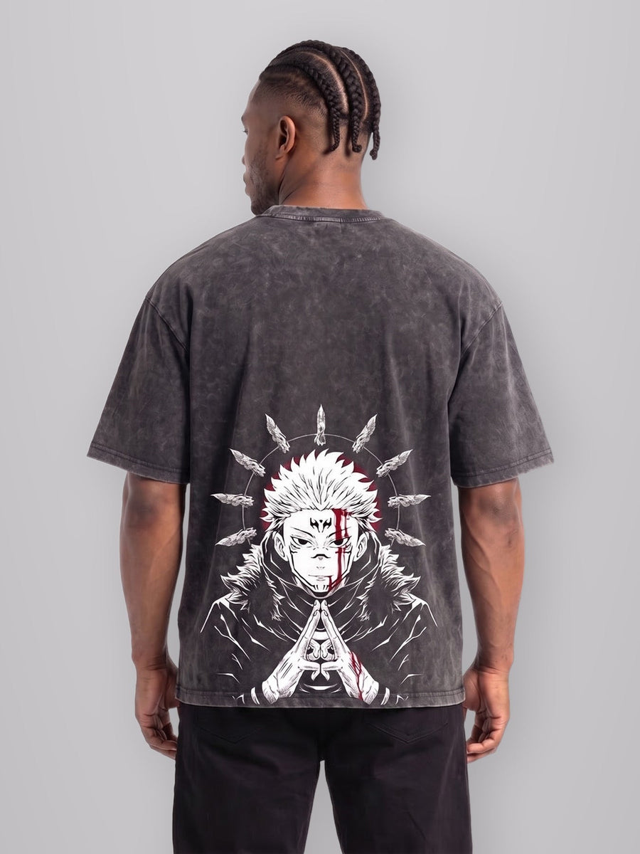 King Cursed 2-Sided Vintage Tee worn by model