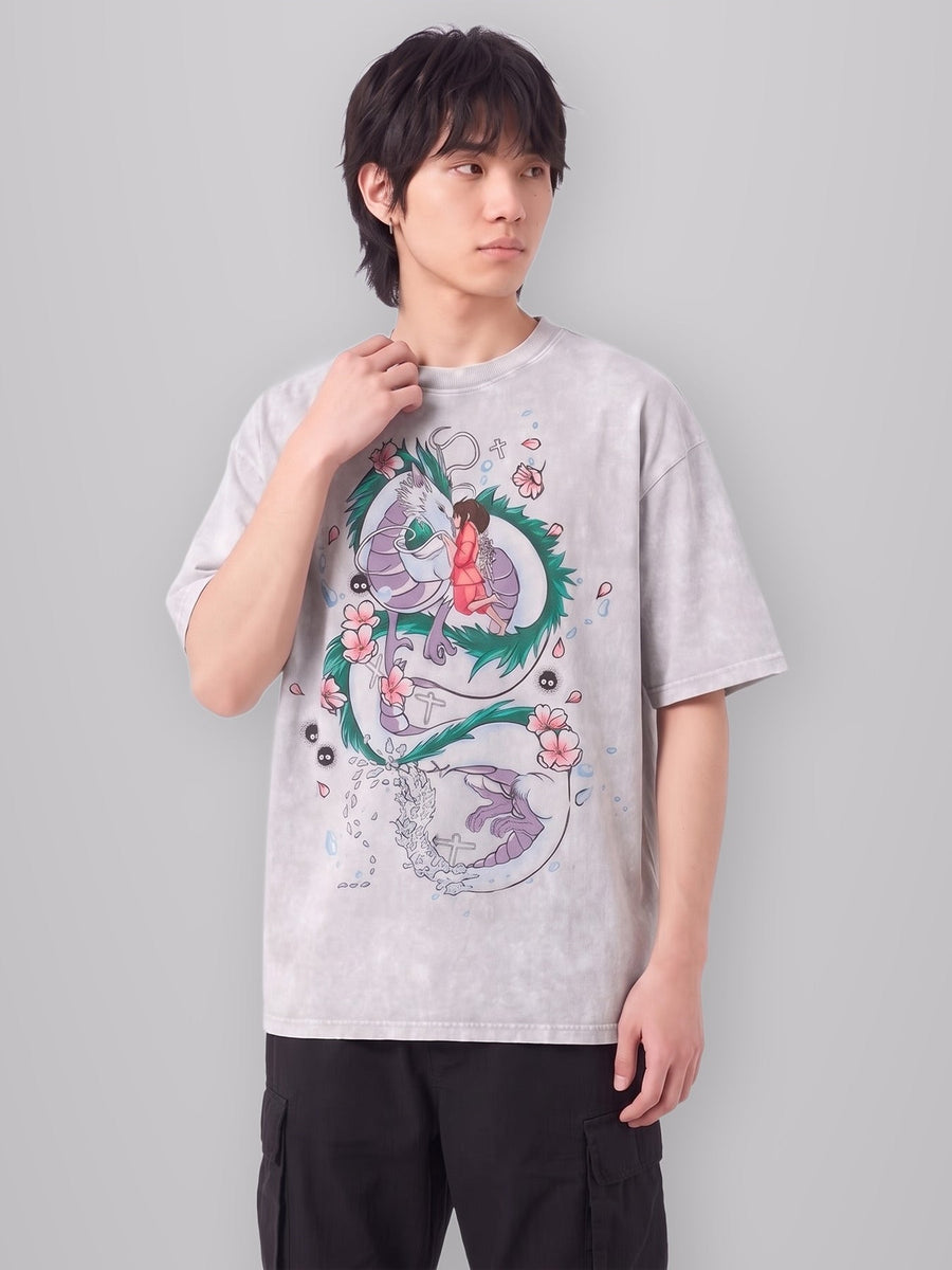 River Dragon Vintage Oversize Tee worn by model