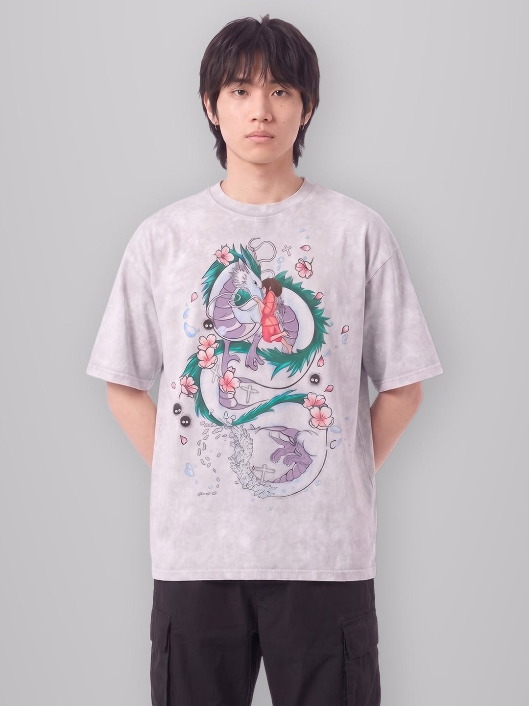 River Dragon Vintage Oversize Tee worn by model