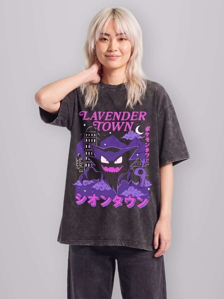 Lavender Souls Oversize Vintage Tee worn by model