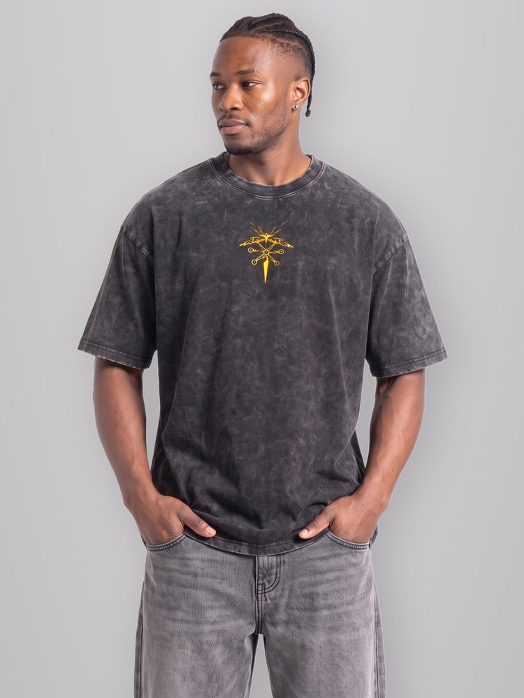 Divine General 2-Sided Oversize Vintage Tee worn by model