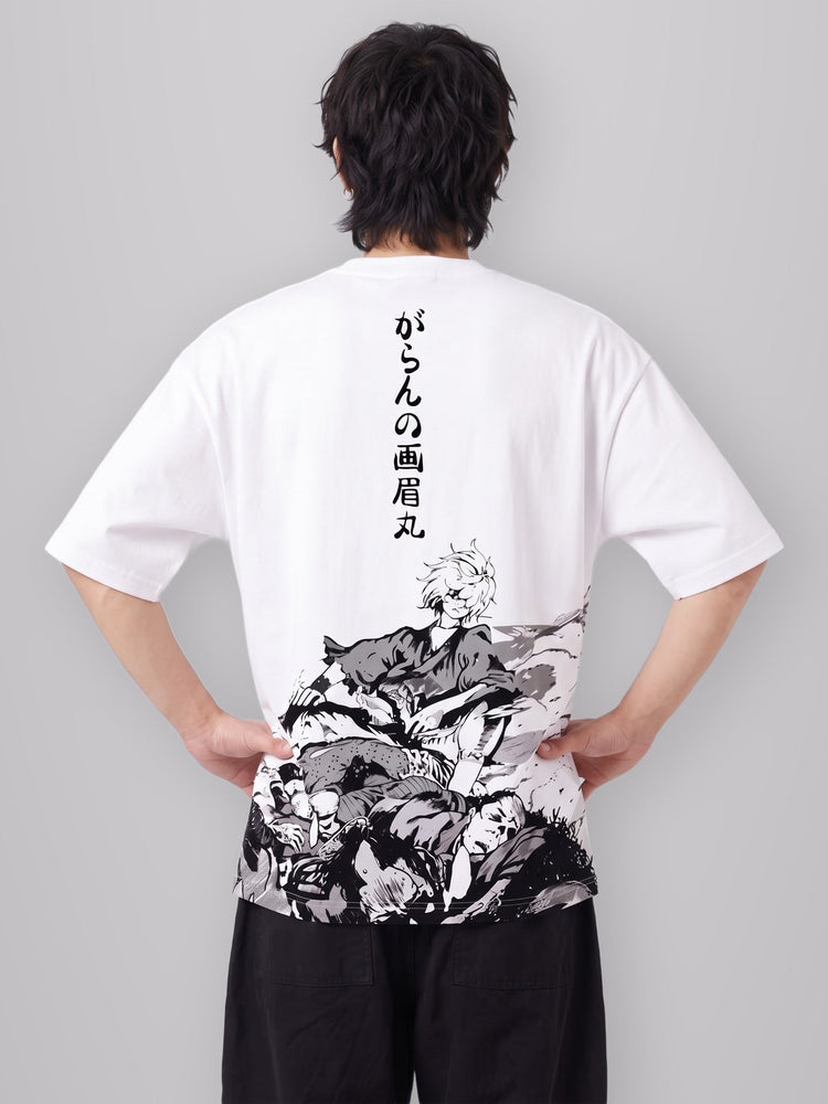 The Empty Flame Oversize White Tee worn by model