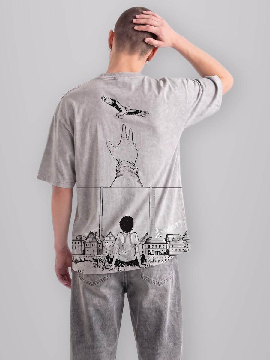 Freedom Above All 2-Sided Oversize Vintage Tee worn by model