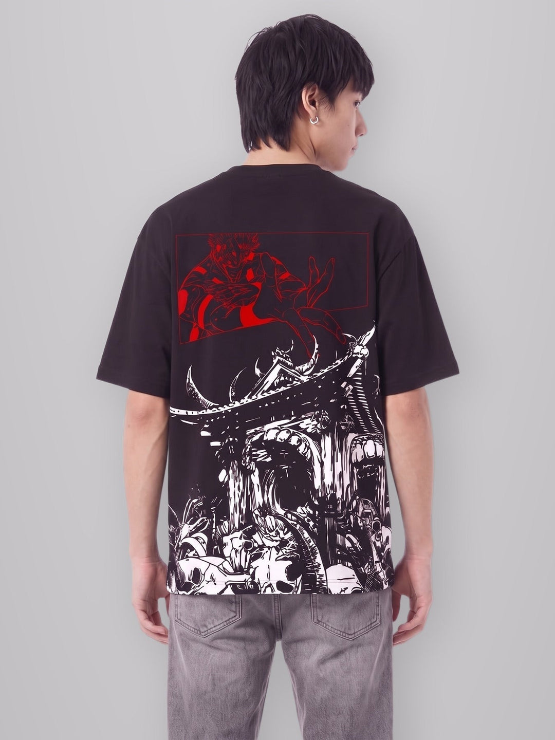 King Of All Curses 2-Sided Oversize Tee worn by model