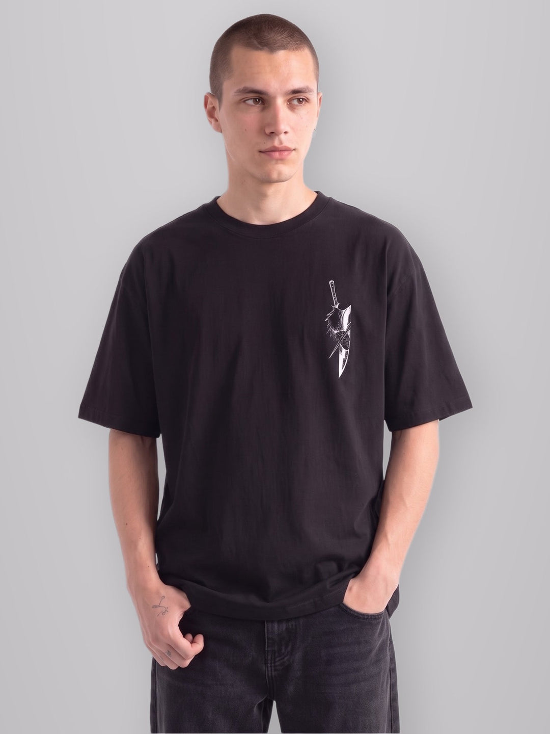 Awakened Hollow 2-Sided Oversize Tee worn by model