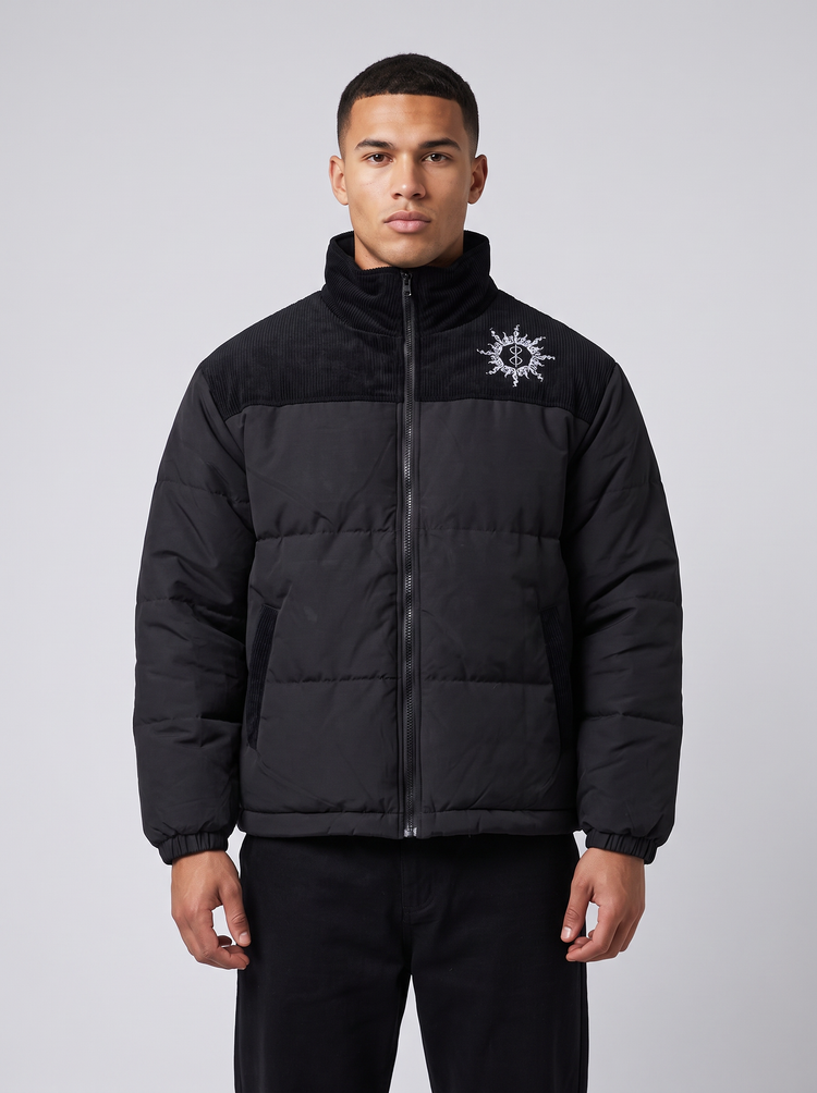 The Black Swordsman Embroidered Jacket - model front view