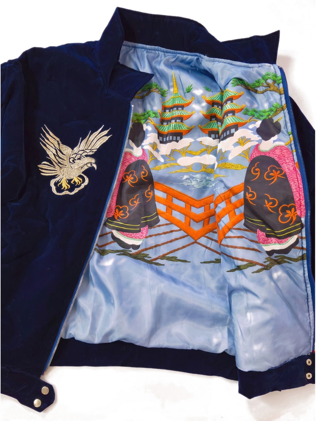 Eastern Dragon Embroidered Souvenir Jacket – printed satin lining