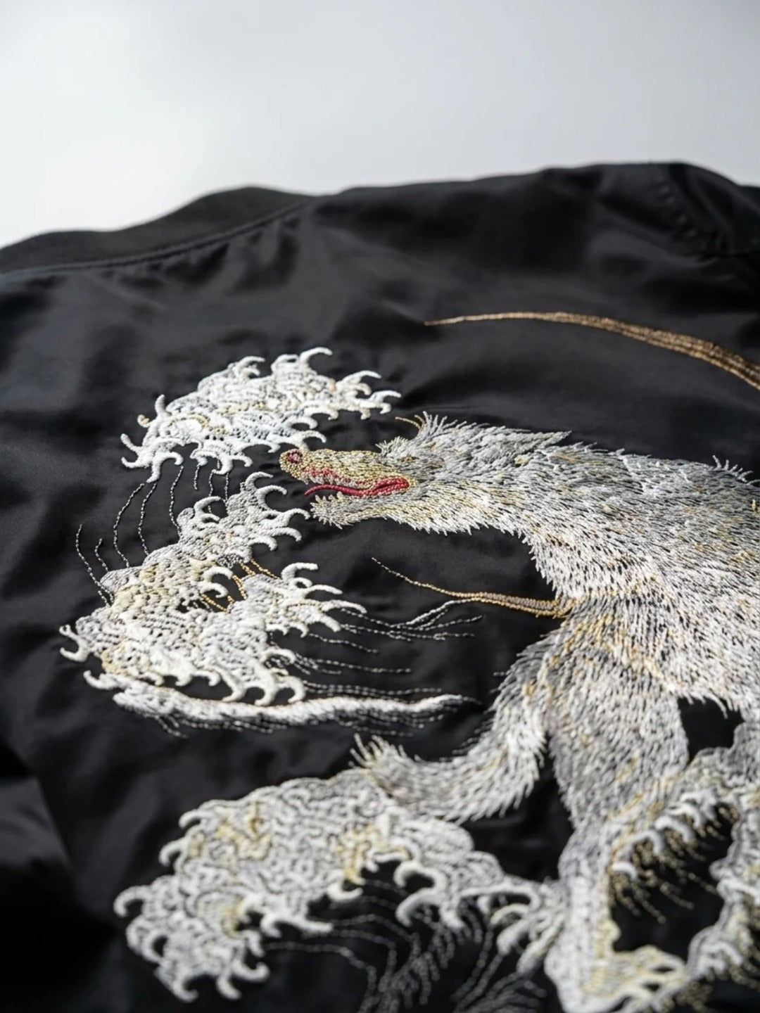 HOWLING MOON EMBROIDERED BOMBER JACKET