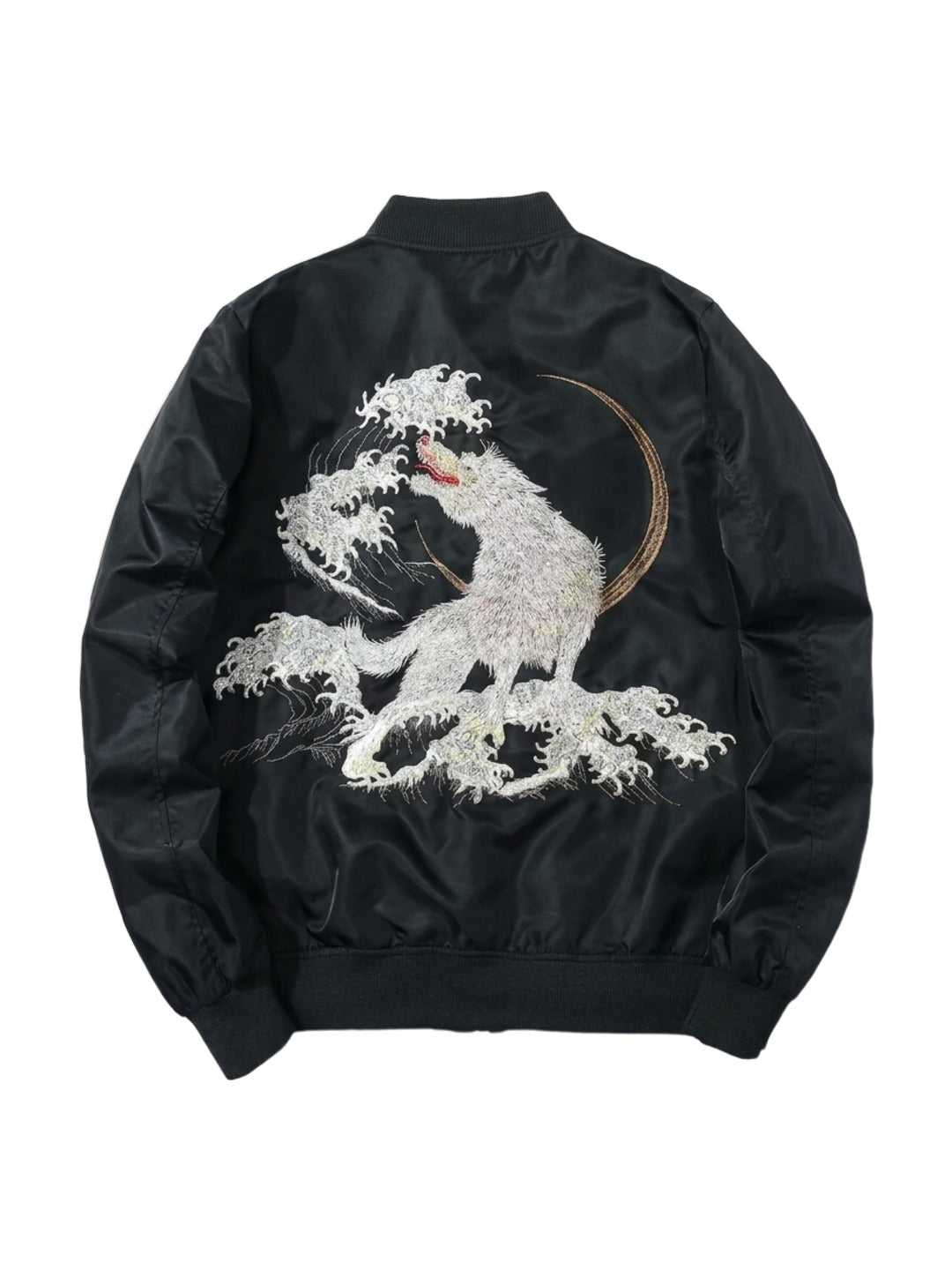 HOWLING MOON EMBROIDERED BOMBER JACKET